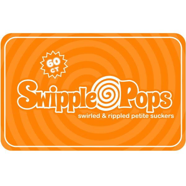 Swipple Pops Petite Swirl Ripple Lollipops - Orange: 60-Piece Tub - Candy Warehouse