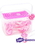 Swipple Pops Petite Swirl Ripple Lollipops - Pink Strawberry: 60-Piece Tub - Candy Warehouse