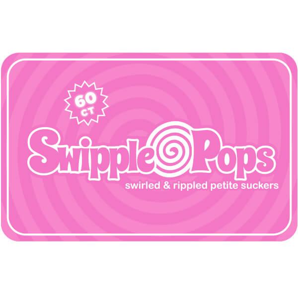 Swipple Pops Petite Swirl Ripple Lollipops - Pink Strawberry: 60-Piece Tub - Candy Warehouse