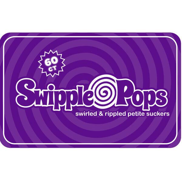 Swipple Pops Petite Swirl Ripple Lollipops - Purple Grape: 60-Piece Tub - Candy Warehouse