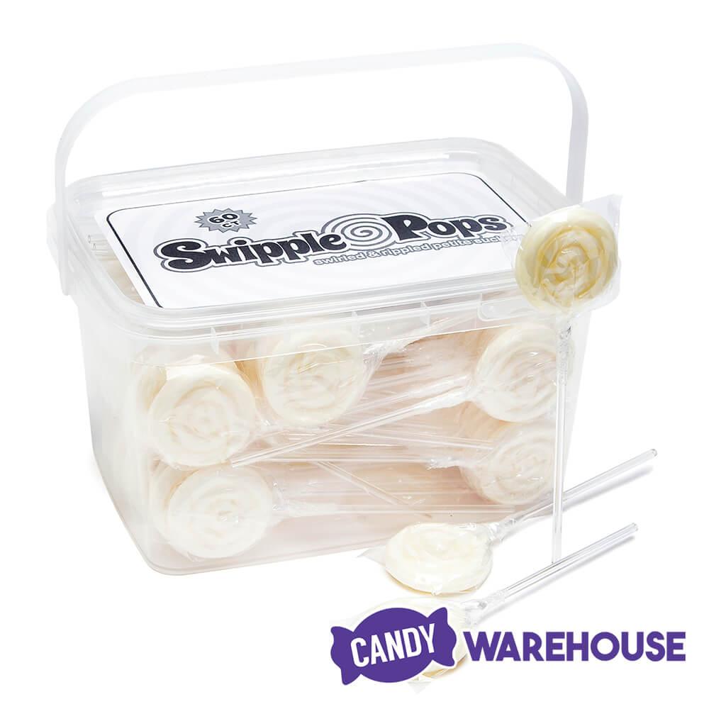 Swipple Pops Petite Swirl Ripple Lollipops - White Pineapple: 60-Piece Tub - Candy Warehouse