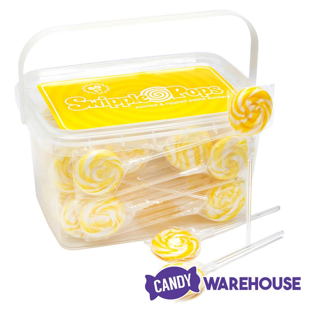 Swipple Pops Petite Swirl Ripple Lollipops - Yellow Banana: 60-Piece Tub - Candy Warehouse