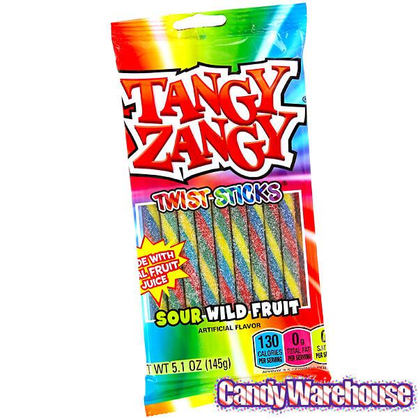 Tangy Zangy Twist Sticks Candy Packs - Sour Wild Fruit: 12-Piece Box - Candy Warehouse