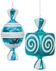 Teal Blue Large Candy Ornaments - 8 Inch: 2-Piece Box