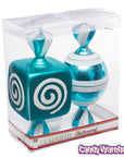 Teal Blue Large Candy Ornaments - 8 Inch: 2-Piece Box