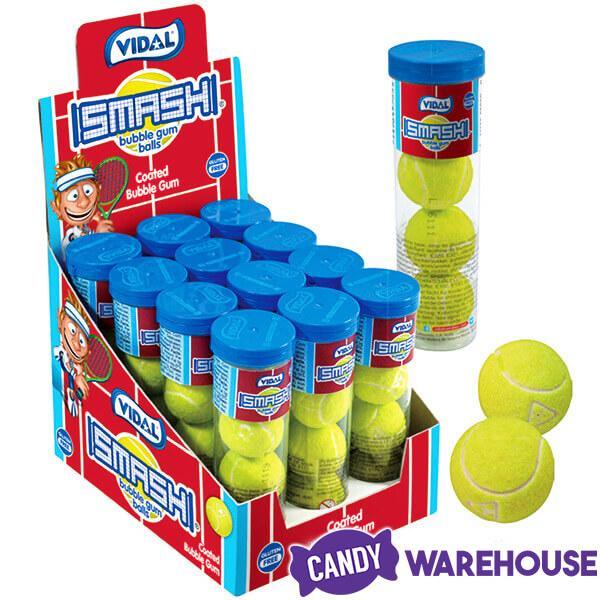 Tennis Balls Sour Bubblegum Tubes: 12-Piece Display - Candy Warehouse