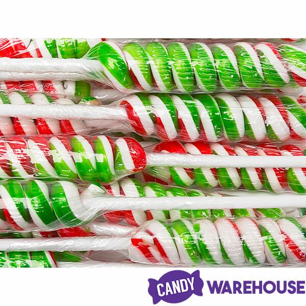 Tesla&#39;s Tiny Twist Pops - Christmas Peppermint: 48-Piece Jar - Candy Warehouse