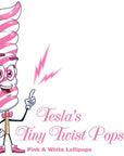 Tesla's Tiny Twist Pops - Strawberry: 48-Piece Jar - Candy Warehouse