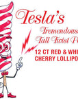 Tesla's Tremendously Tall 3-Ounce Twist Pops - Cherry: 12-Piece Box - Candy Warehouse