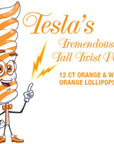 Tesla's Tremendously Tall 3-Ounce Twist Pops - Orange: 12-Piece Box - Candy Warehouse