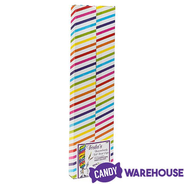 Tesla's Tremendously Tall 3-Ounce Twist Pops - Rainbow Cherry: 12-Piece Box - Candy Warehouse