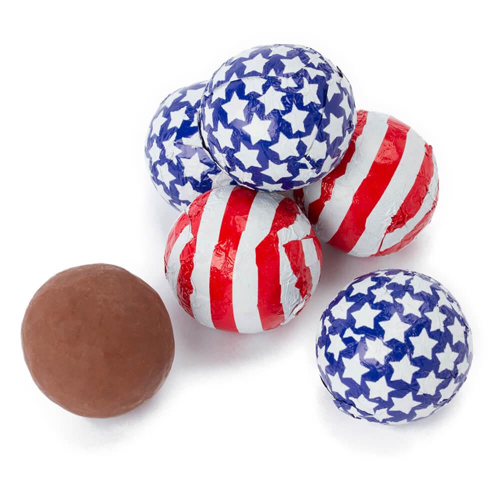 Thompson Patriotic USA Stars &amp; Stripes Foiled Chocolate Balls: 5LB Bag - Candy Warehouse