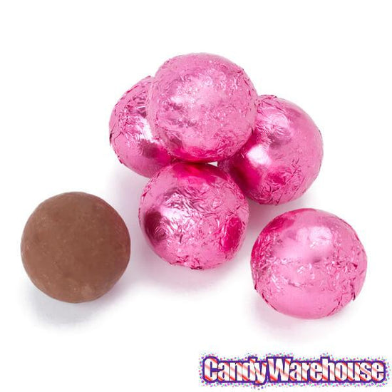 Thompson Pink Foiled Milk Chocolate Balls 5lb Bag Candy Warehouse