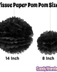 Tissue Paper 14-Inch Pom Pom - Black - Candy Warehouse