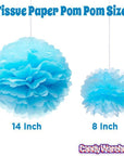 Tissue Paper 14-Inch Pom Pom - Light Blue