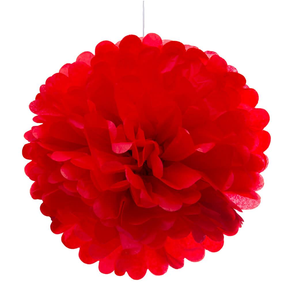 Tissue Paper 14-Inch Pom Pom - Red - Candy Warehouse