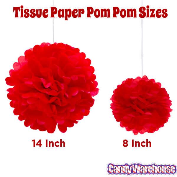 Tissue Paper 14-Inch Pom Pom - Red - Candy Warehouse