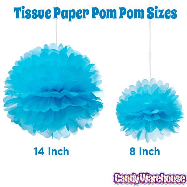 Tissue Paper 14-Inch Pom Pom - Turquoise Blue - Candy Warehouse