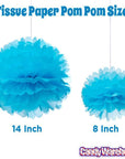 Tissue Paper 14-Inch Pom Pom - Turquoise Blue