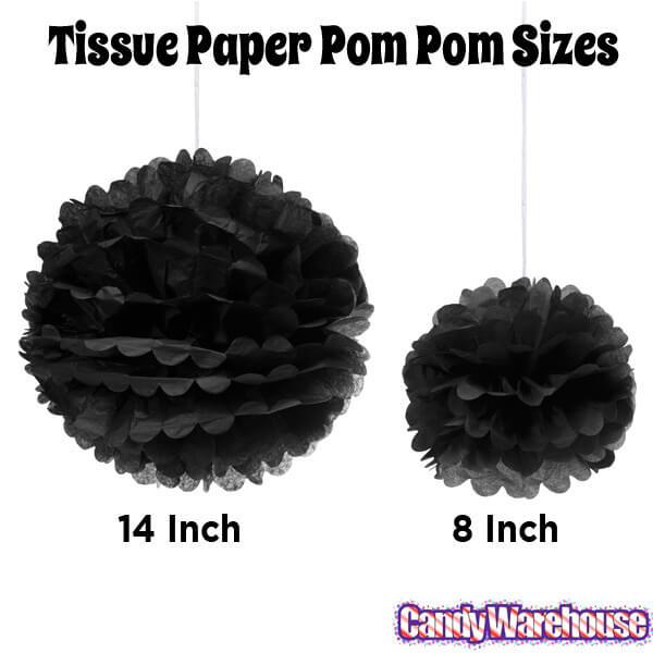 Tissue Paper 8-Inch Pom Pom - Black - Candy Warehouse