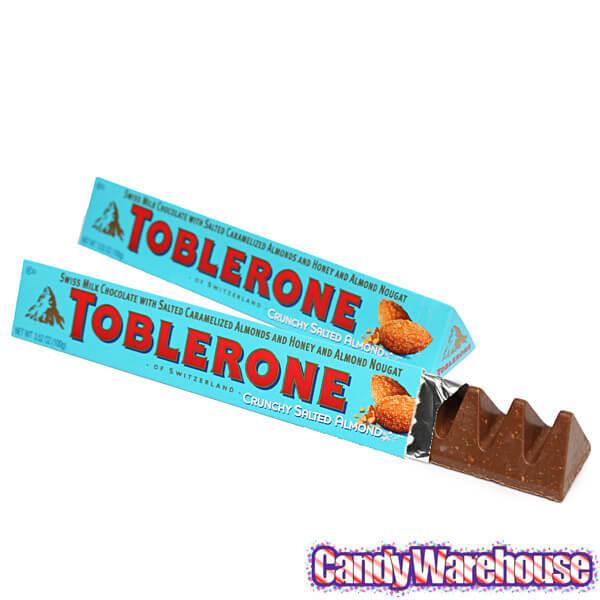 Toblerone Crunchy Salty Almond Chocolate Bars: 20-Piece Box - Candy Warehouse