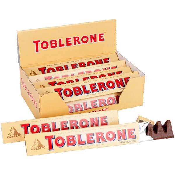 Toblerone Milk Chocolate Bars: 20-Piece Box - Candy Warehouse