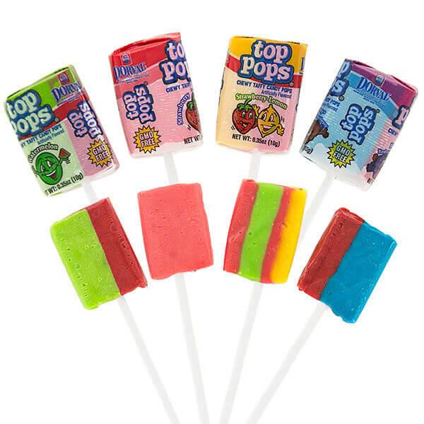 Top Pop Chewy Taffy Candy Suckers: 48-Piece Box - Candy Warehouse