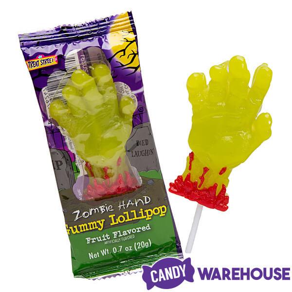 Treat Street Zombie Hand Gummy Lollipops: 12-Piece Box - Candy Warehouse