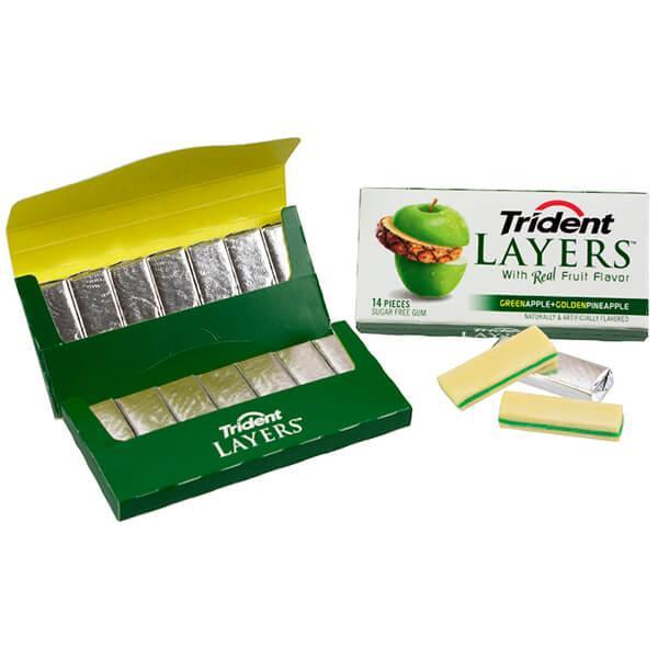 Trident Layers Gum Packs - Green Apple & Pineapple: 8-Piece Box - Candy Warehouse