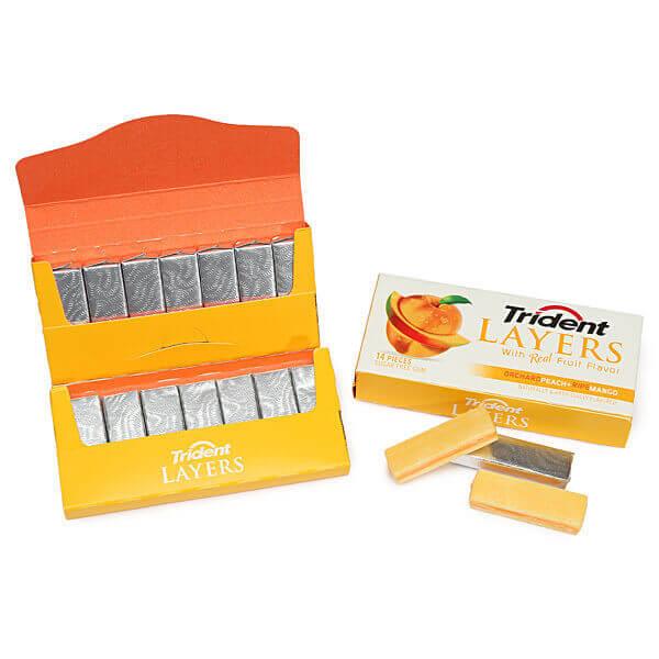 Trident Layers Sugar Free Gum Packs - Peach Mango: 12-Piece Box - Candy Warehouse