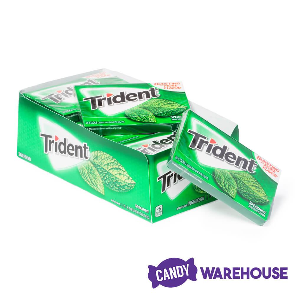 Trident Spearmint Sugar Free Gum: 15-Piece Box | Candy Warehouse