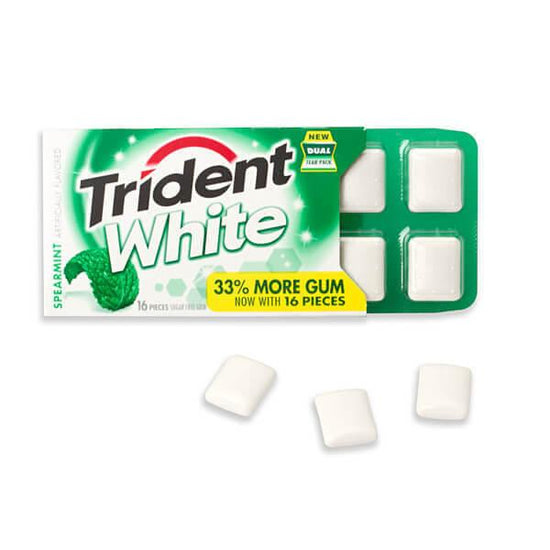 Trident White Spearmint Sugar Free Gum Packs 12 Piece Box Candy Warehouse 