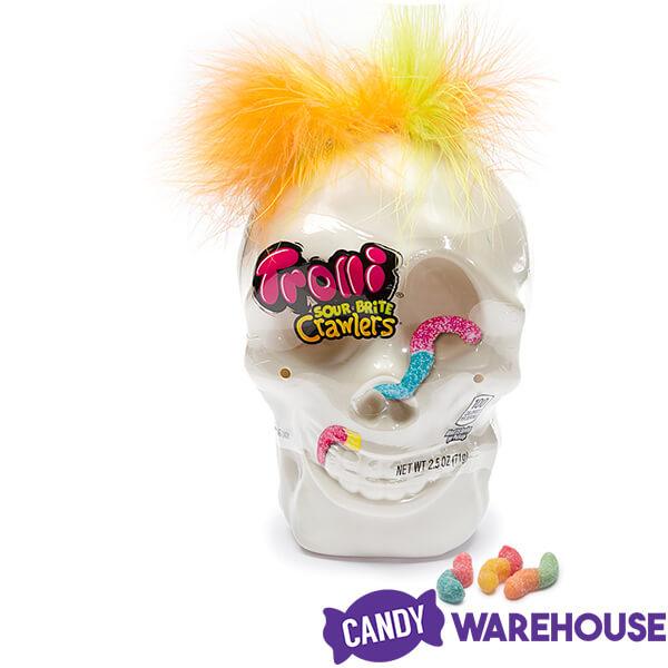 Trolli Sour Brite Crawlers Gummy Worms in Halloween Skull - Candy Warehouse