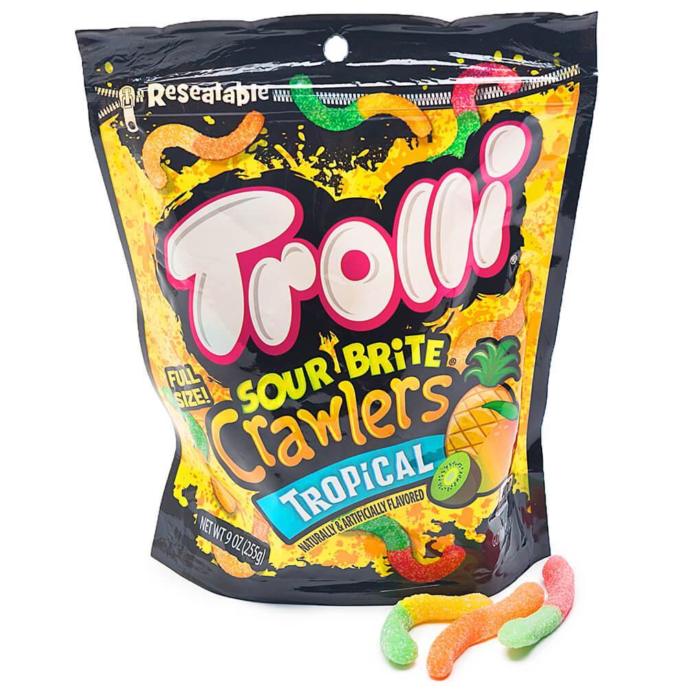 Trolli Sour Brite Crawlers Gummy Worms - Tropical: 9-Ounce Bag - Candy Warehouse