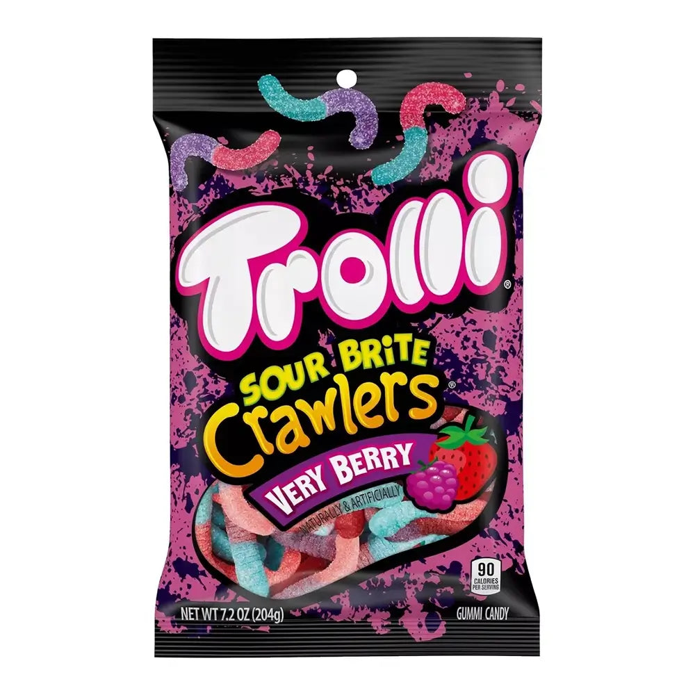 Trolli Sour Brite Crawlers Gummy Worms - Very Berry: 7.2-Ounce Bag - Candy Warehouse