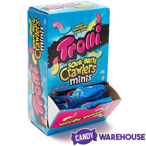 Trolli Sour Brite Crawlers Minis Gummy Worms 2-Ounce Candy Packs: 24-Piece Box - Candy Warehouse