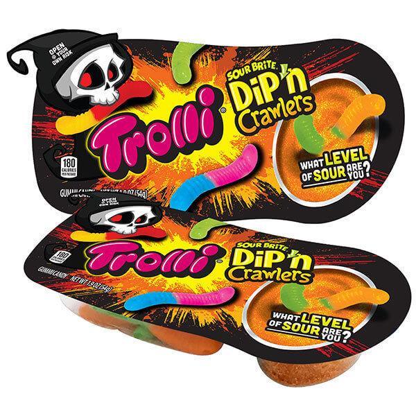 Trolli Sour Brite Dip'N Crawlers Gummy Worms Halloween Candy Packs: 12-Piece Box - Candy Warehouse