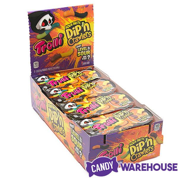 Trolli Sour Brite Dip'N Crawlers Gummy Worms Halloween Candy Packs: 12-Piece Box - Candy Warehouse