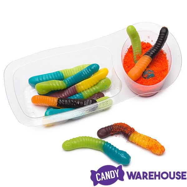 Trolli Sour Brite Dip'N Crawlers Gummy Worms Halloween Candy Packs: 12-Piece Box - Candy Warehouse