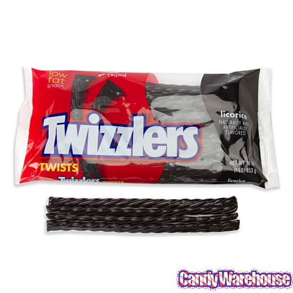 Twizzlers Black Licorice Twists: 16-Ounce Bag - Candy Warehouse