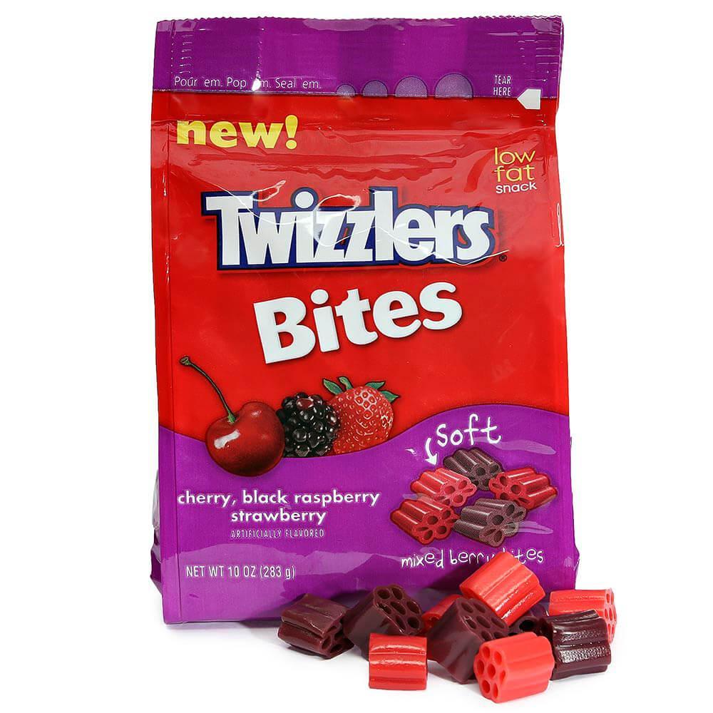 Twizzlers Licorice Bites - Cherry, Black Raspberry and Strawberry: 10-Ounce Bag - Candy Warehouse