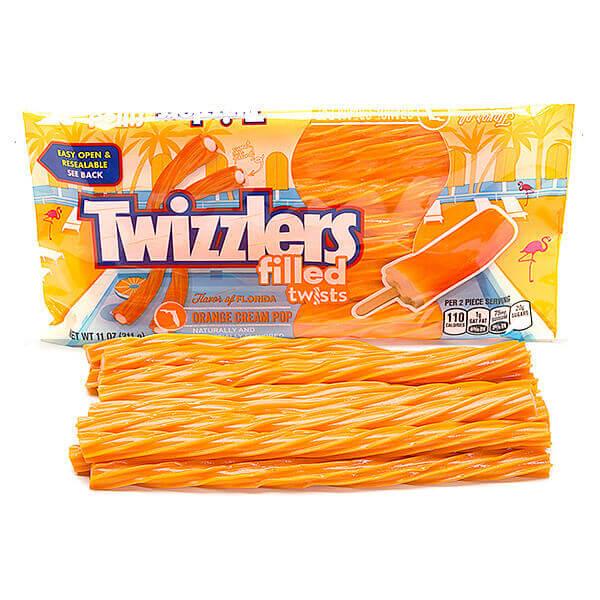 Twizzlers Orange Cream Pop Filled Licorice Twists: 11-Ounce Bag - Candy Warehouse