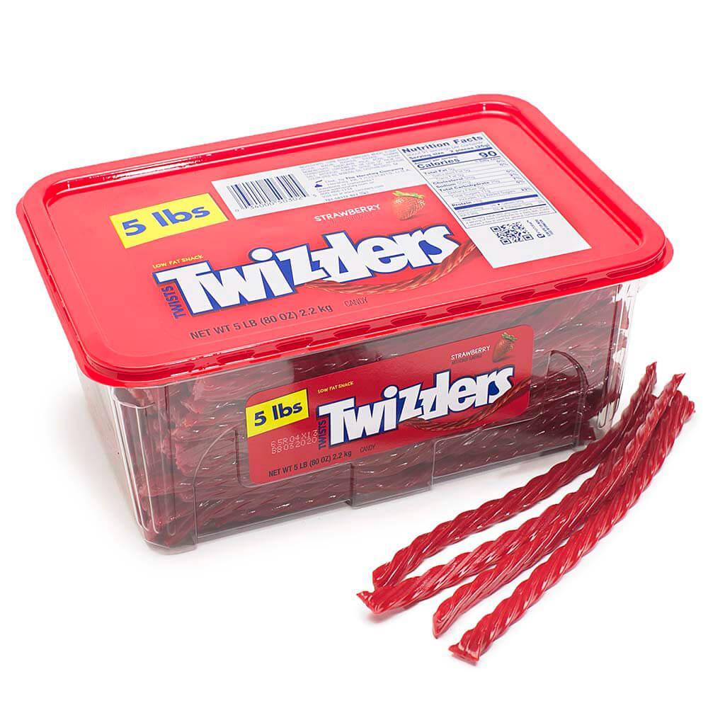 Twizzlers Strawberry Licorice Twists - Unwrapped: 5LB Tub - Candy Warehouse