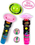 UFO Spinner Flashing Alien Flying Saucers with Candy: 12-Piece Display