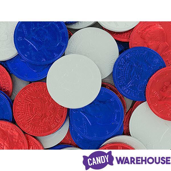 USA Patriotic Foiled Milk Chocolate Coins: 1LB Bag - Candy Warehouse