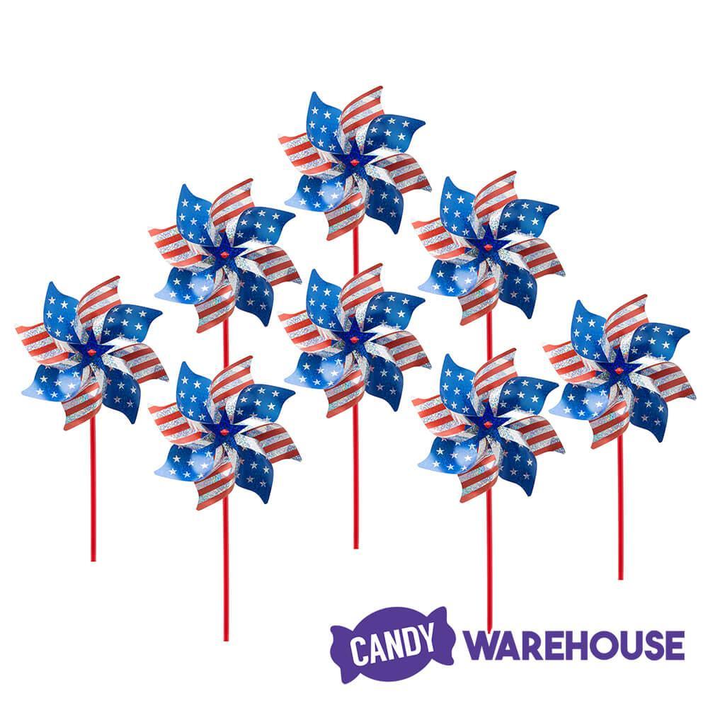 USA Stars and Stripes Pinwheel Spinners - 8 Inch: 8-Piece Box - Candy Warehouse