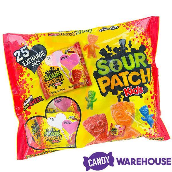 Valentine Sour Patch Kids Candy Treat Size Packs: 25-Piece Bag - Candy Warehouse