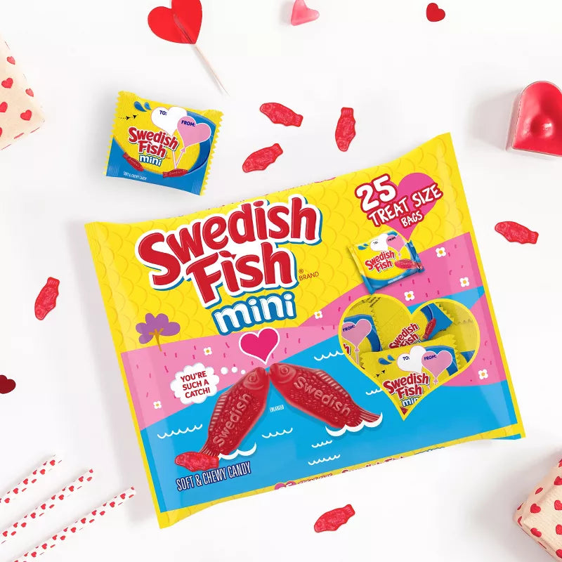 Valentine Swedish Fish Candy Treat Size Packs: 22-Piece Bag