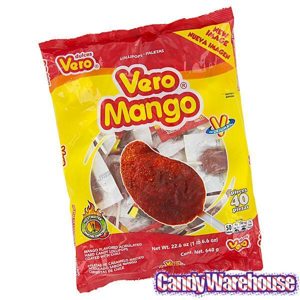 Vero Mango Chili Lollipops: 40-Piece Bag - Candy Warehouse