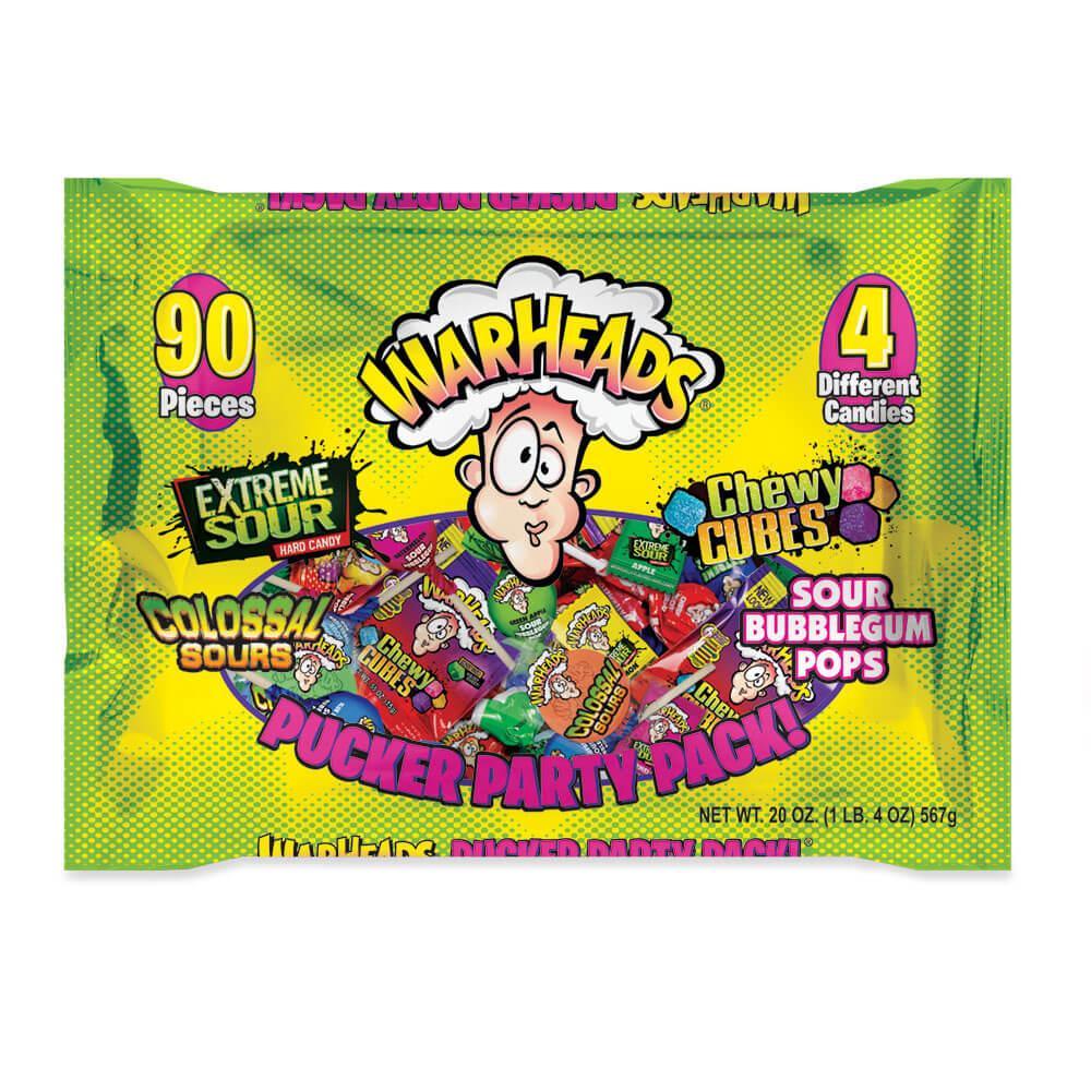 WarHeads Pucker Party Assorted Sour Candy Packs: 90-Piece Bag - Candy Warehouse